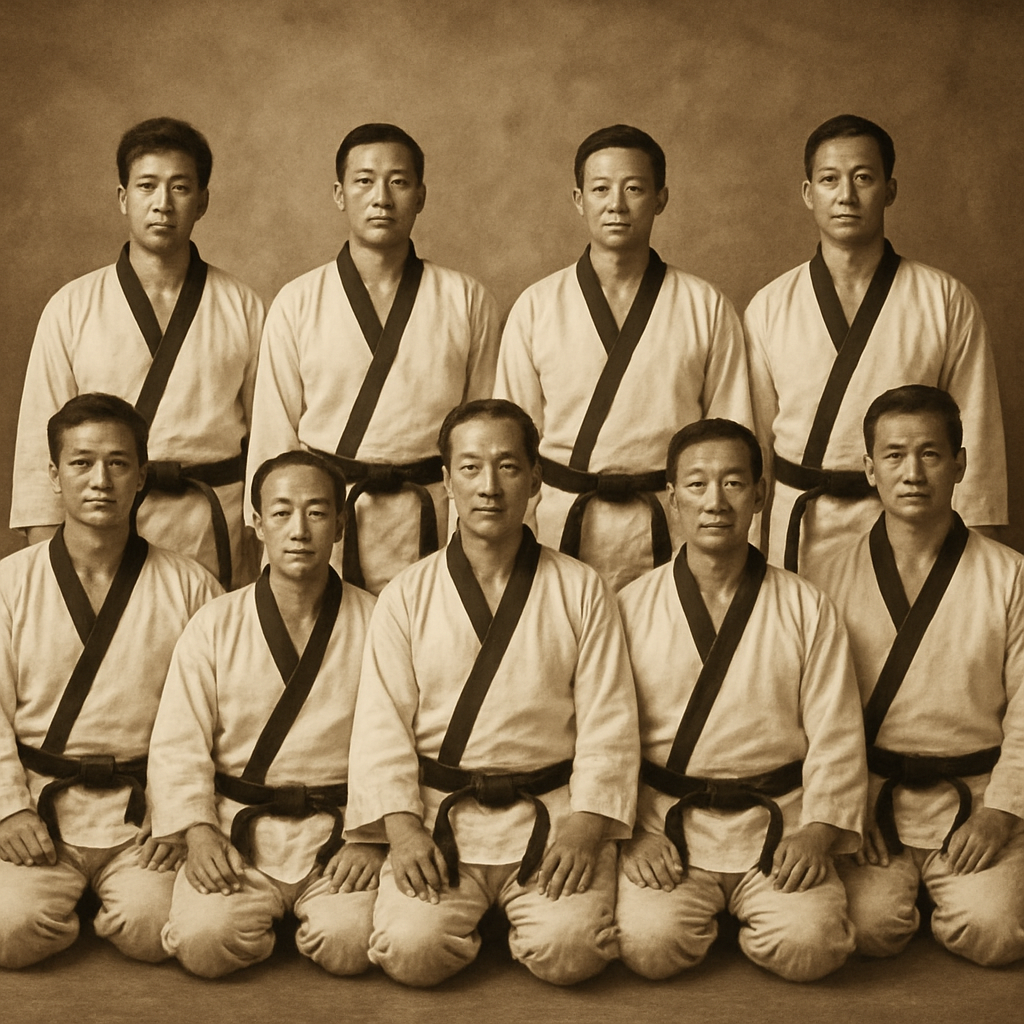 Fotografía histórica de maestros de taekwondo